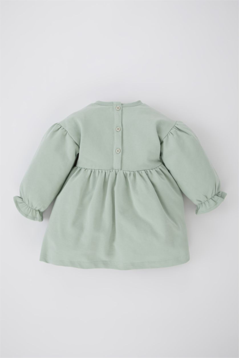 BABY GIRL Mint Regular Fit Flower Long Sleeve Knitted Dress