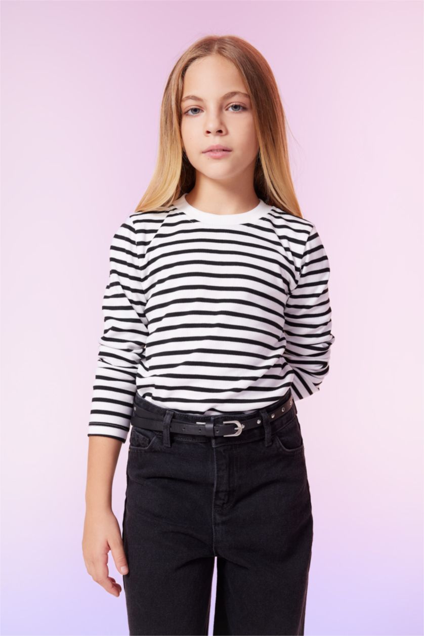 Девочки и подростки Черный Футболка с длинным рукавом для девочек