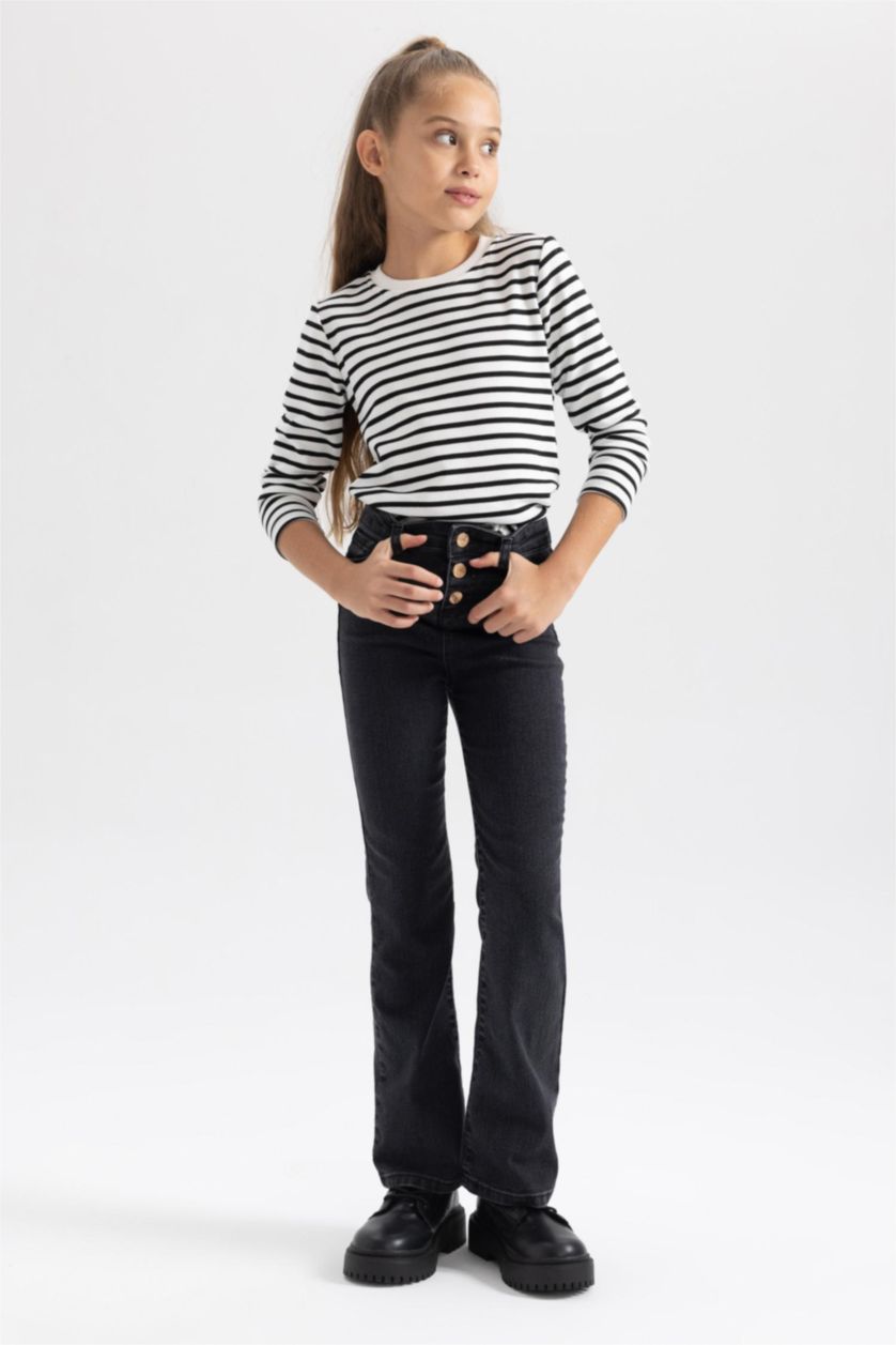 Девочки и подростки Черный Футболка с длинным рукавом для девочек