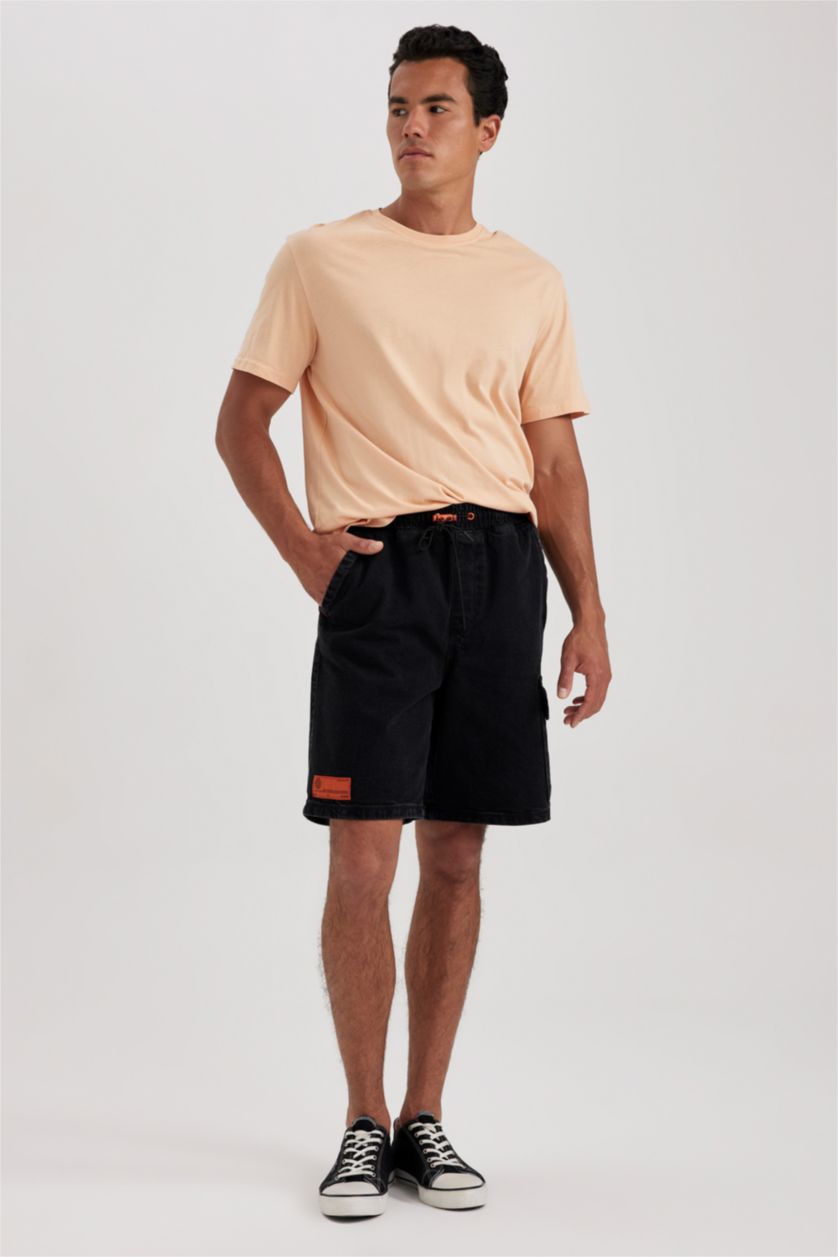 MAN Black Loose Fit Jeans Bermuda