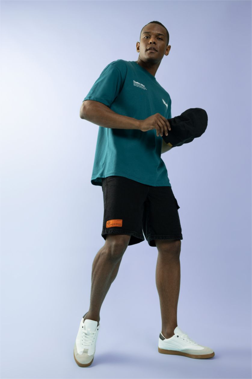 MAN Black Loose Fit Jeans Bermuda