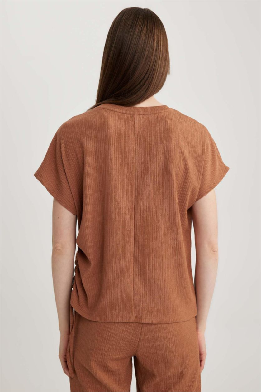 WOMAN Dark Camel Crew Neck Short Sleeve T-Shirt