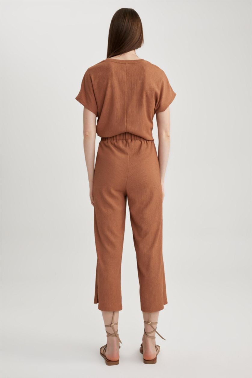 Kadın Koyu Camel Wıde Leg Bürümcük Pantolon