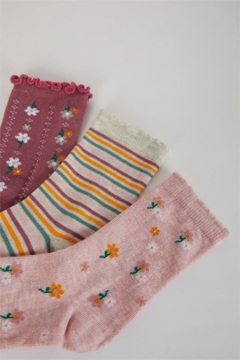 Kız Çocuk - Genç Kız Karma Kız Çocuk 3'lü Pamuklu Uzun Çorap