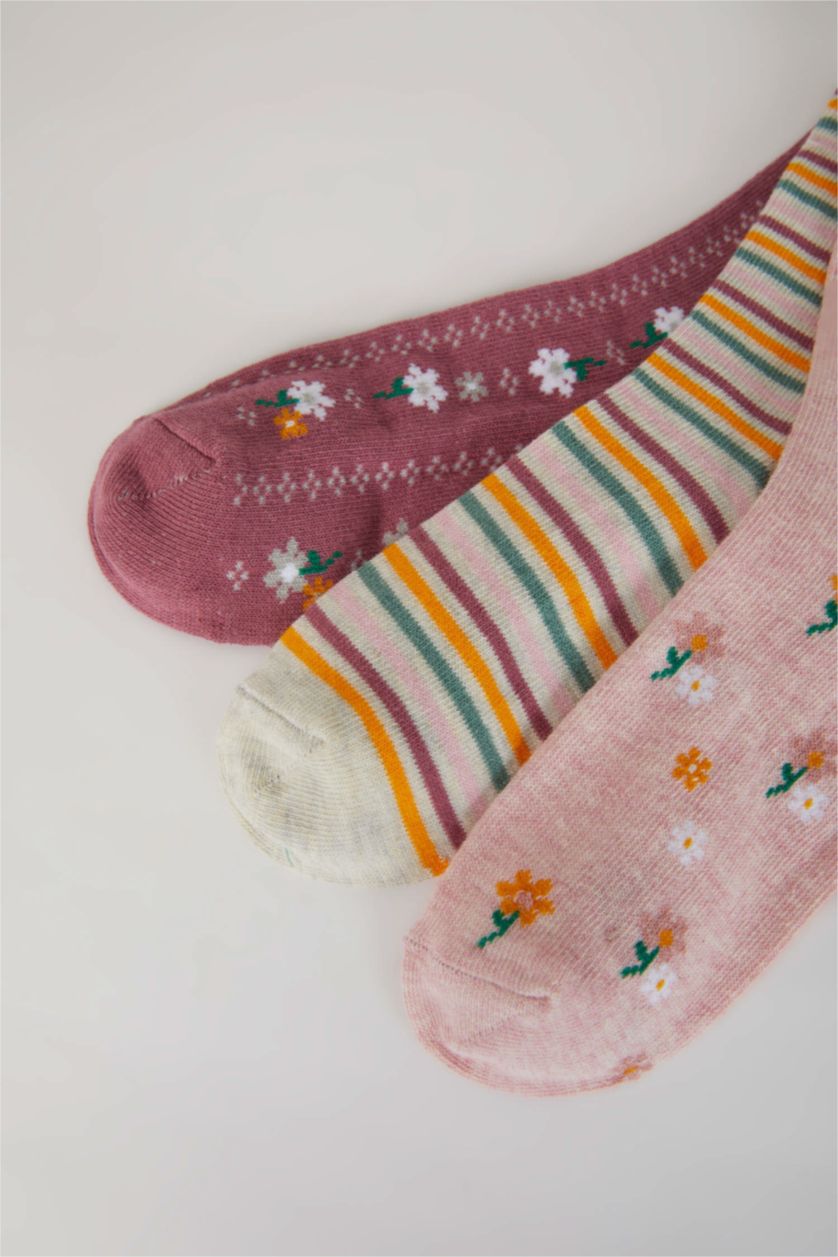 Kız Çocuk - Genç Kız Karma Kız Çocuk 3'lü Pamuklu Uzun Çorap