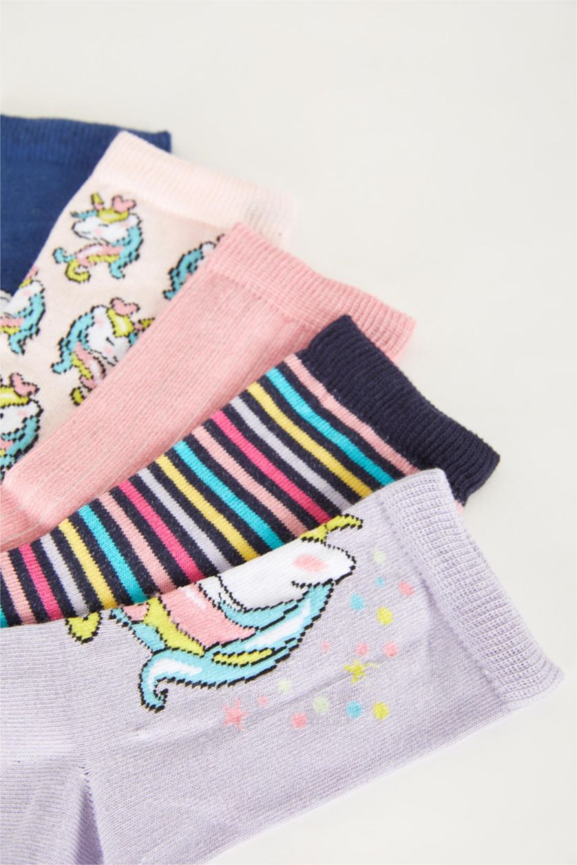 Kız Çocuk - Genç Kız Karma 5'li Pamuklu Uzun Çorap Kız Çocuk