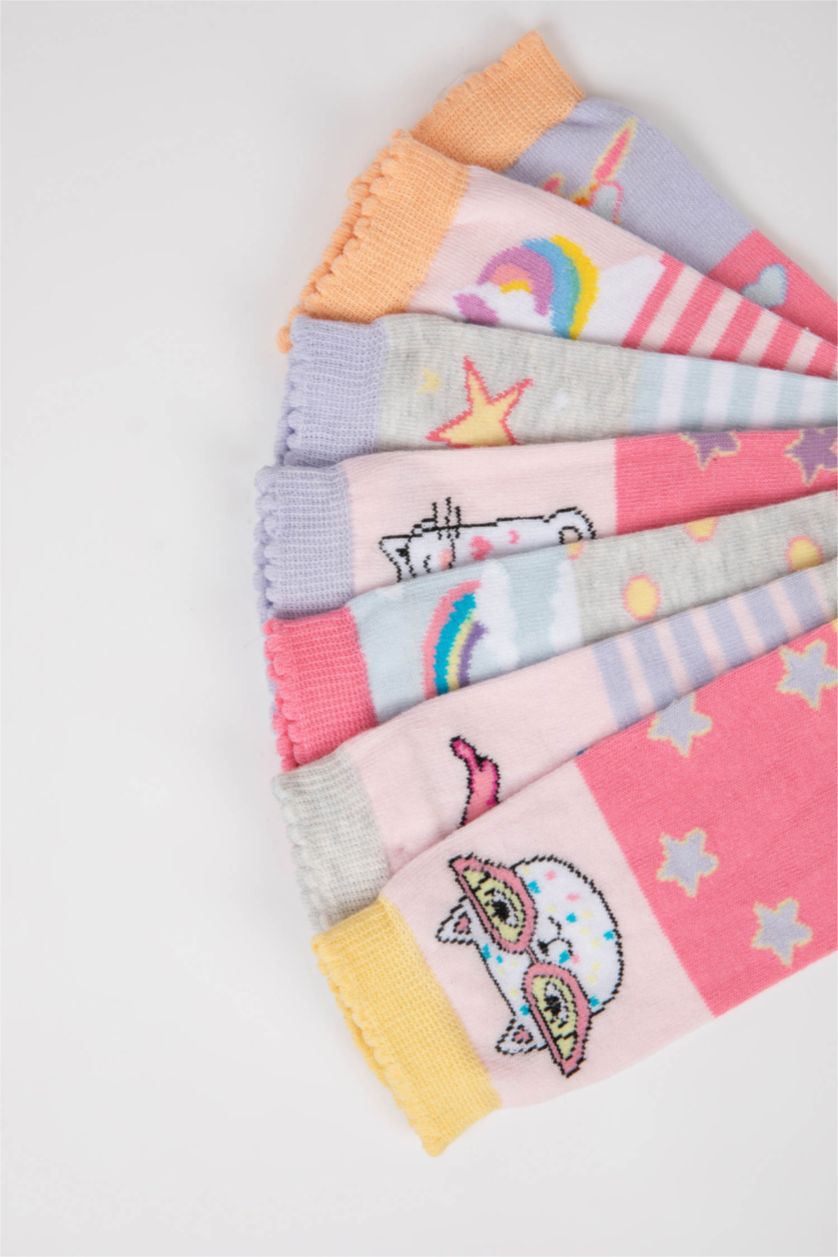 Kız Çocuk - Genç Kız Karma Kız Çocuk 7'li Pamuklu Patik Çorap