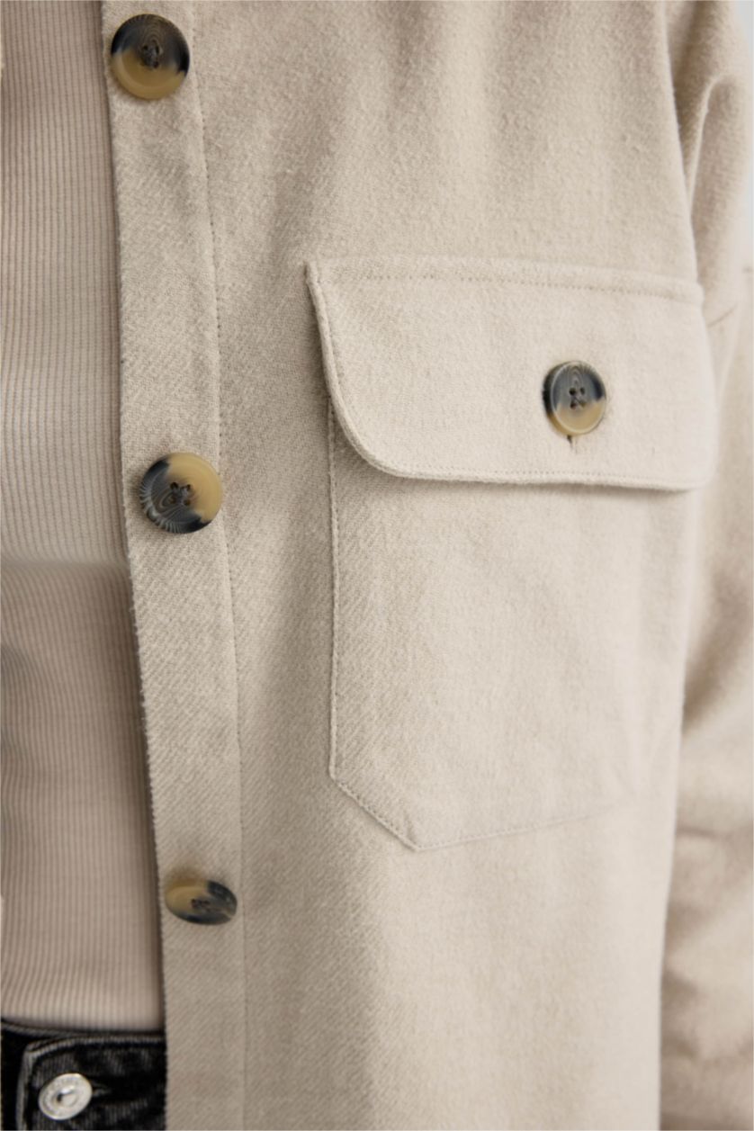 Женщины Бежевый Туника рубашка с длинным рукавом из 100% хлопка