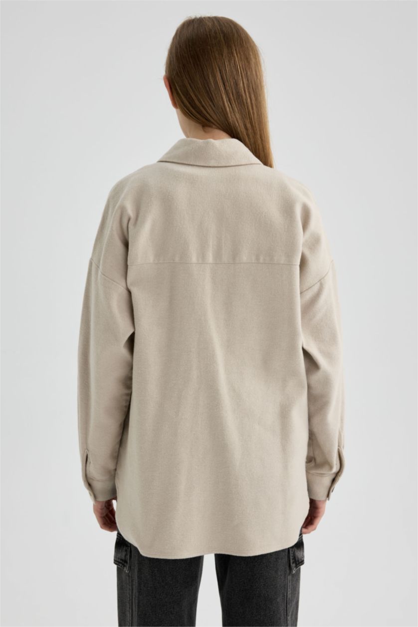 Женщины Бежевый Туника рубашка с длинным рукавом из 100% хлопка