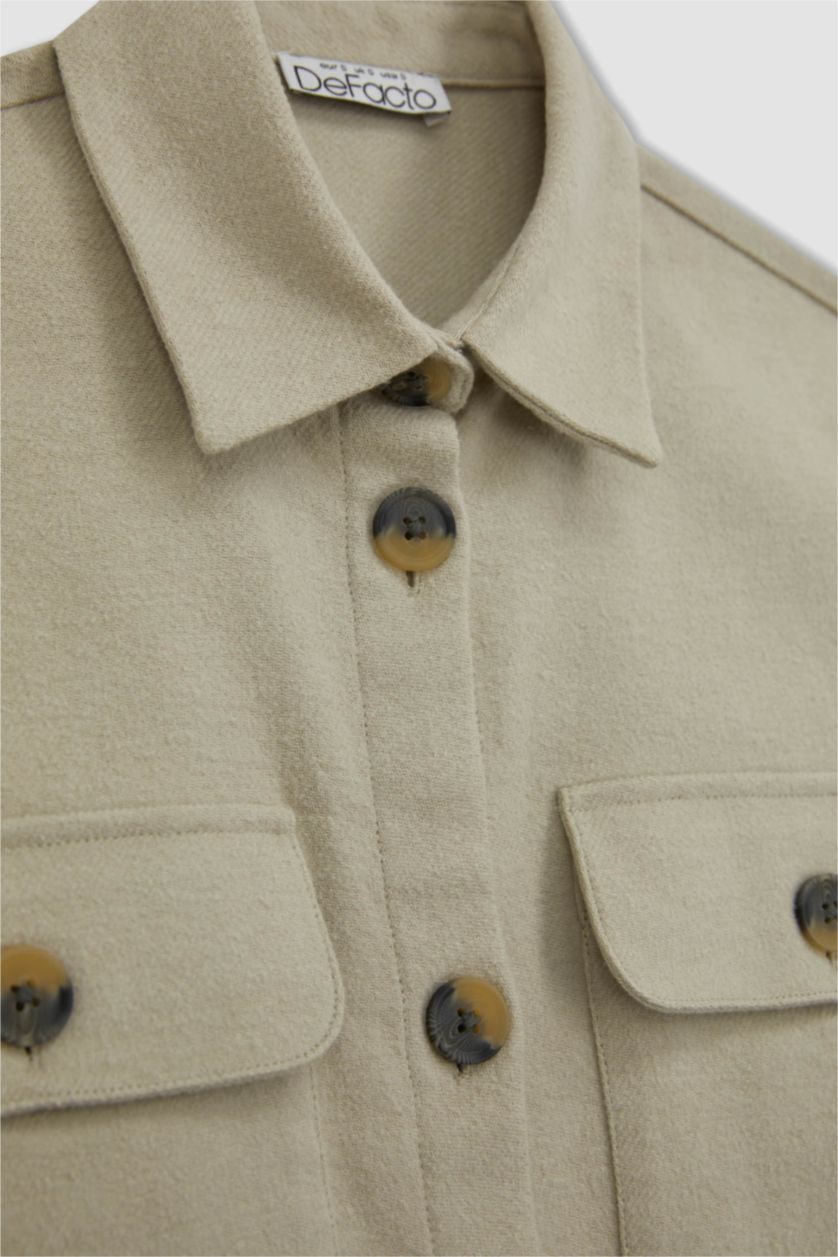 Женщины Бежевый Туника рубашка с длинным рукавом из 100% хлопка