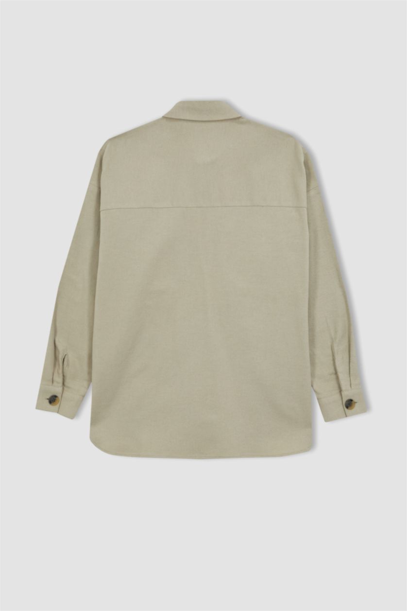 Женщины Бежевый Туника рубашка с длинным рукавом из 100% хлопка