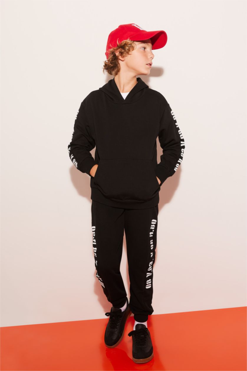 GARÇONS Noir Pantalon Ourlet côtelé