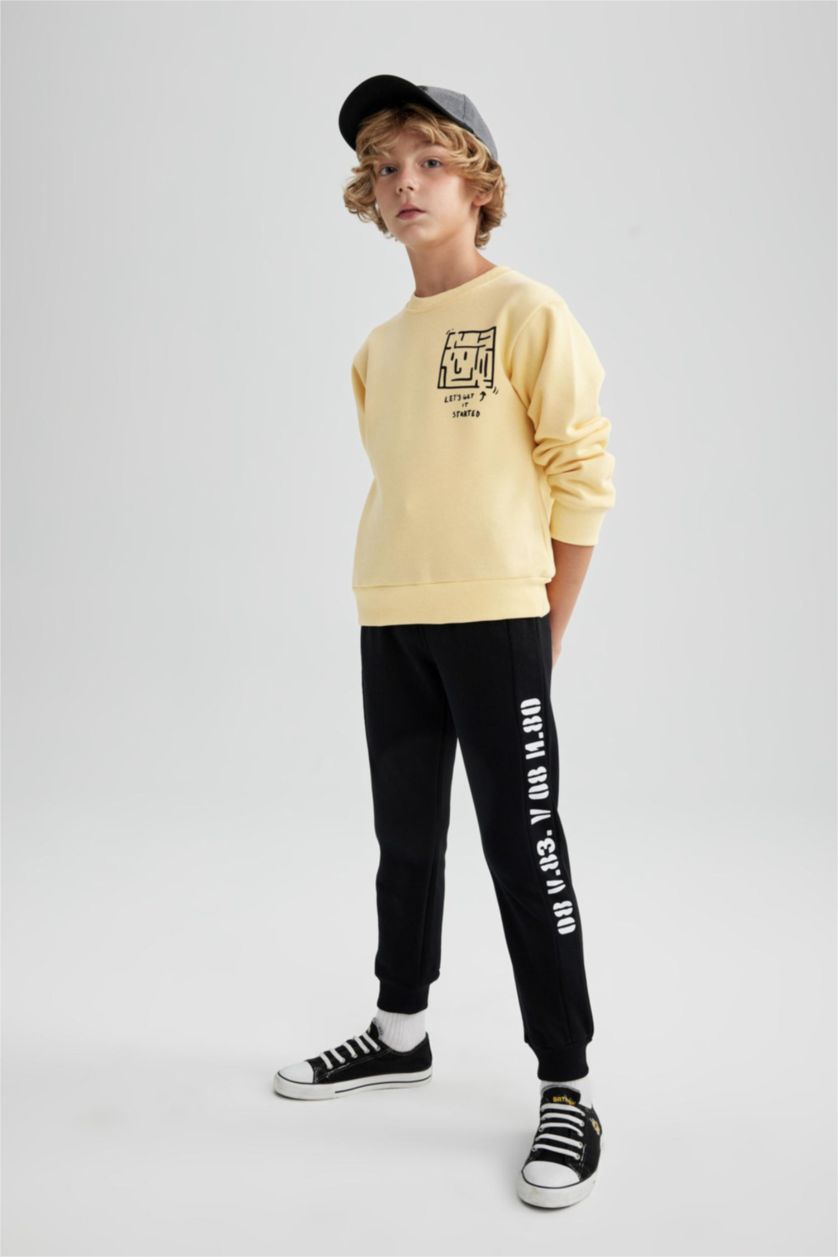 GARÇONS Noir Pantalon Ourlet côtelé