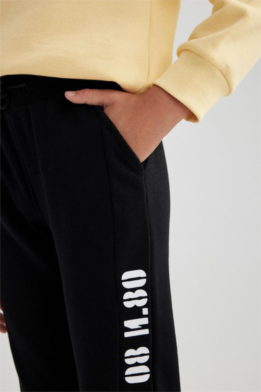 GARÇONS Noir Pantalon Ourlet côtelé