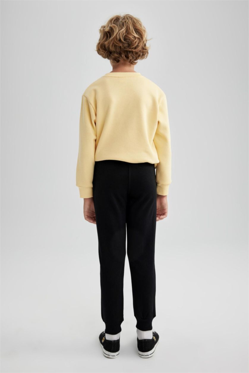 GARÇONS Noir Pantalon Ourlet côtelé