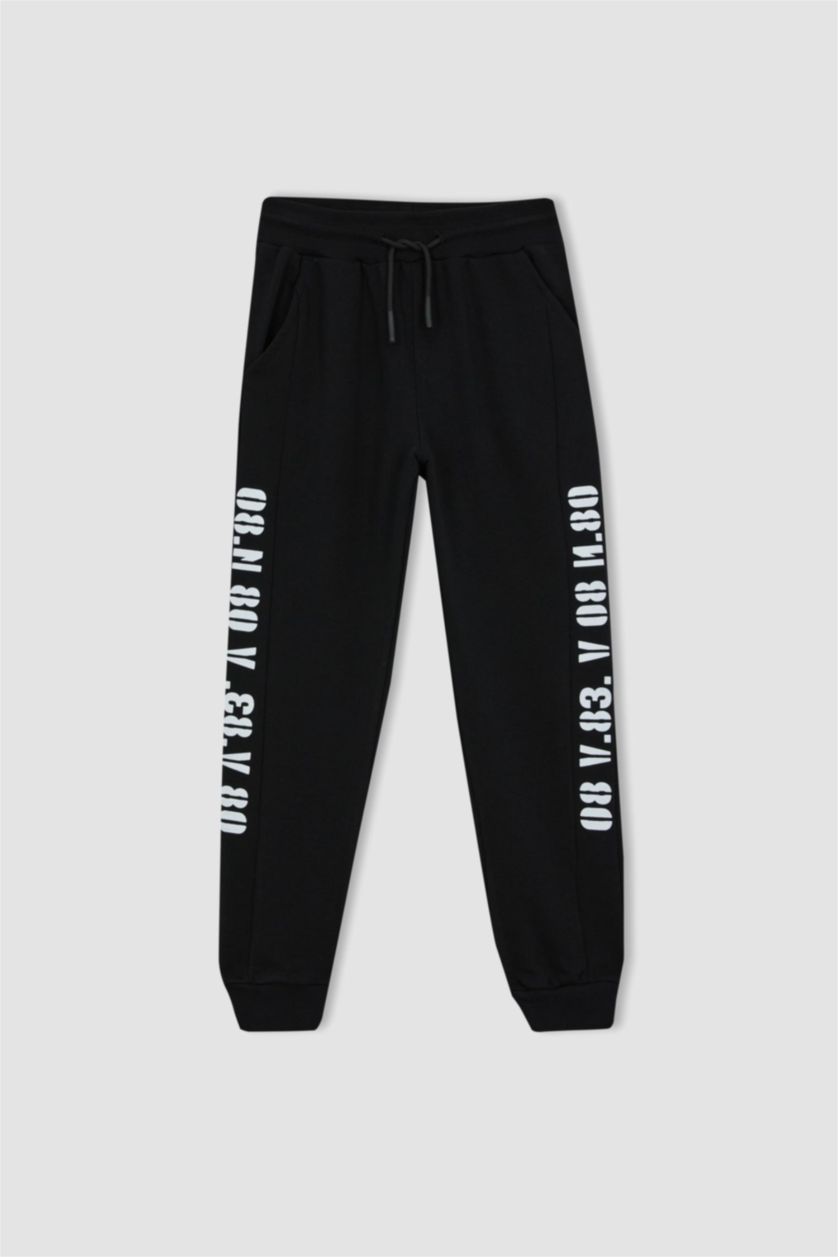 GARÇONS Noir Pantalon Ourlet côtelé