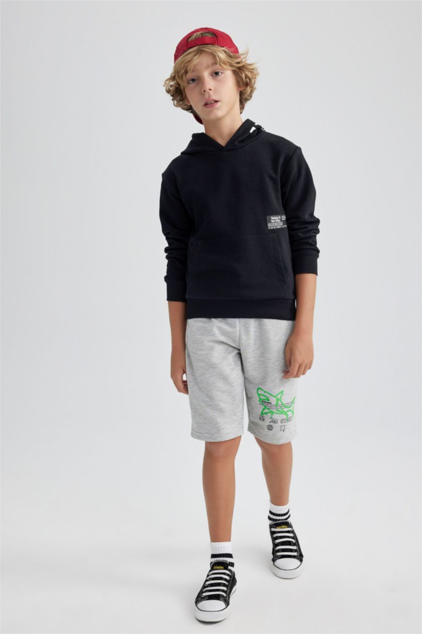 BOYS & TEENS Black Boy Oversize Hooded Sweatshirt