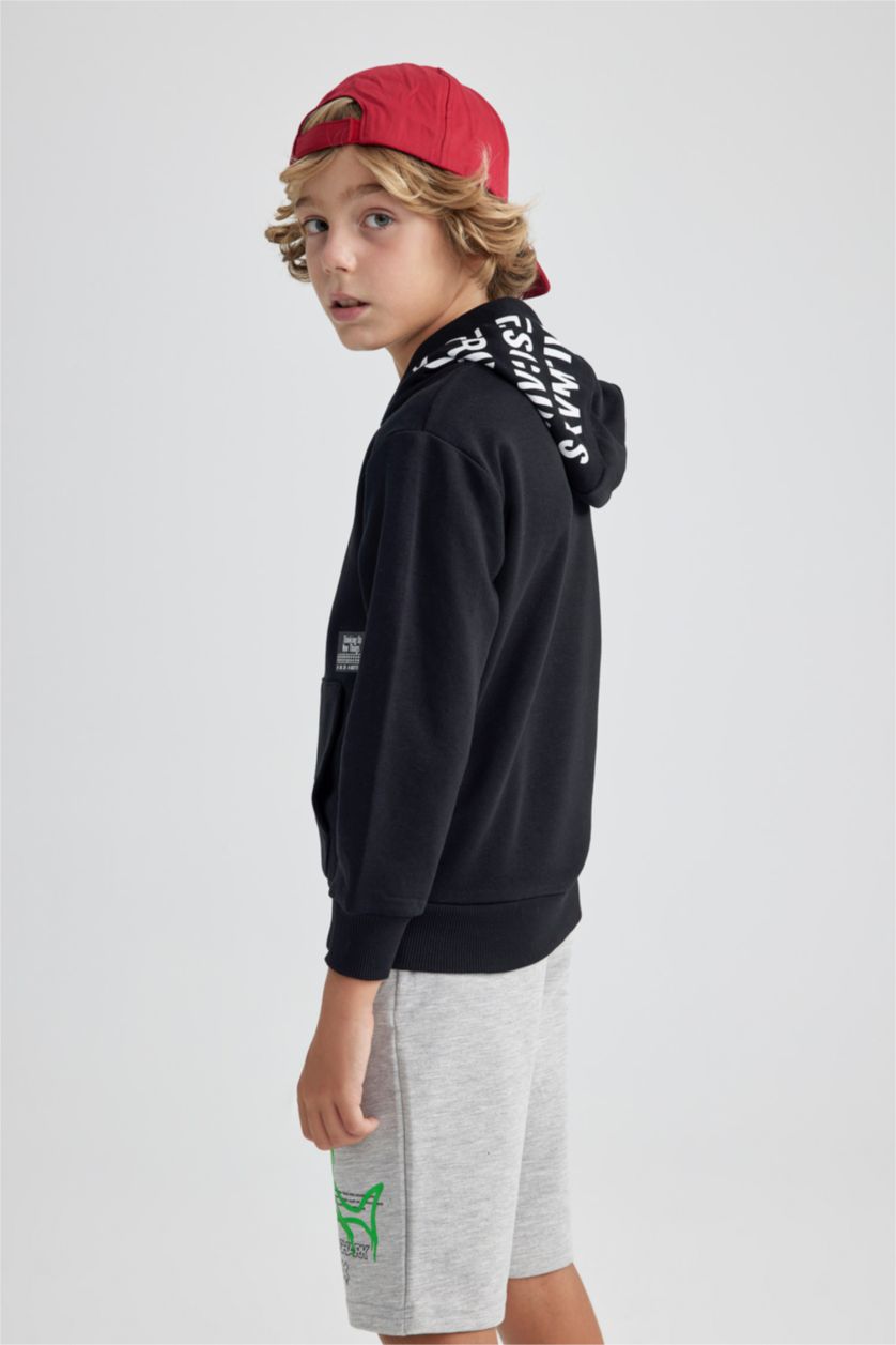 BOYS & TEENS Black Boy Oversize Hooded Sweatshirt