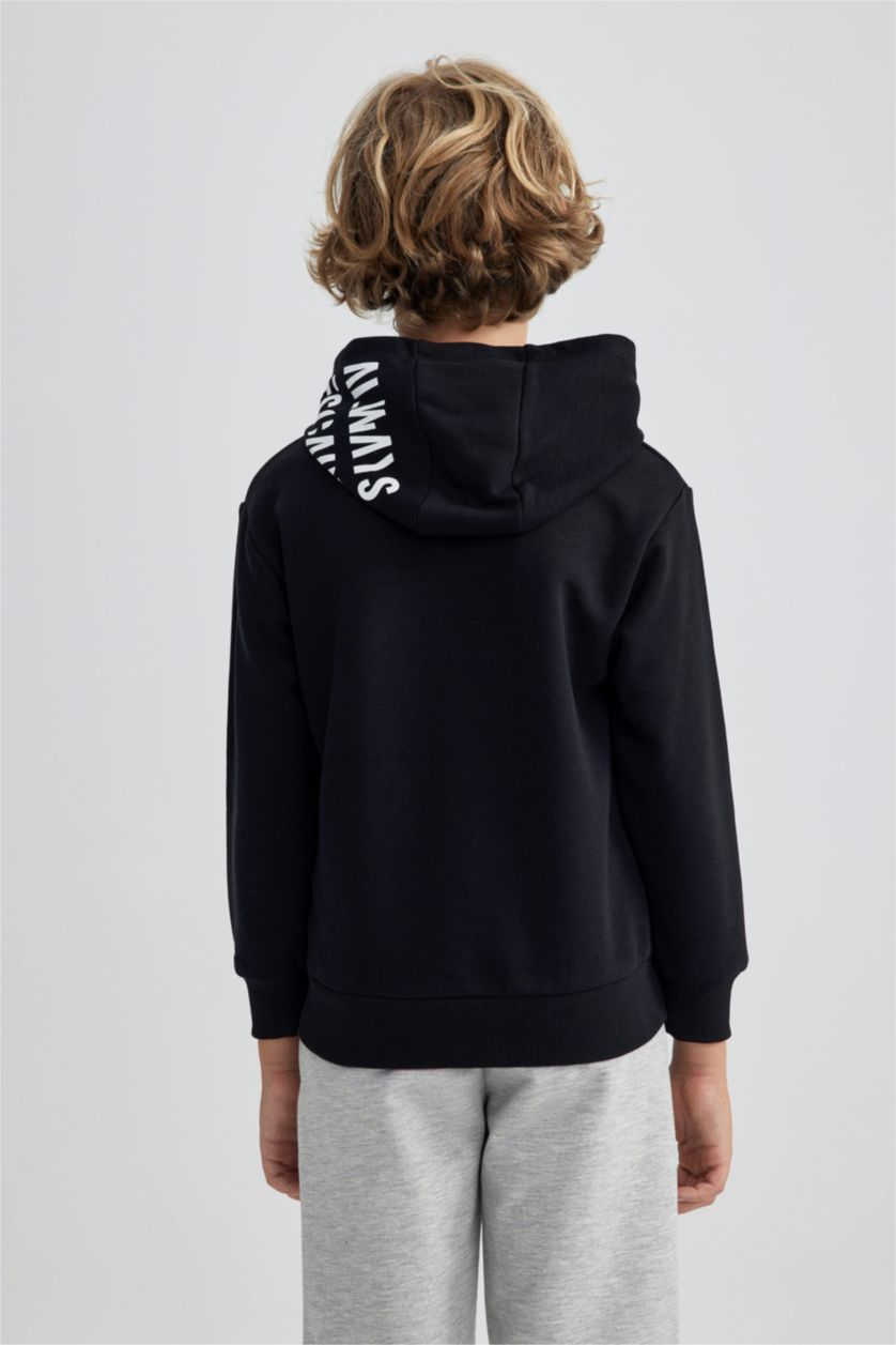 BOYS & TEENS Black Boy Oversize Hooded Sweatshirt