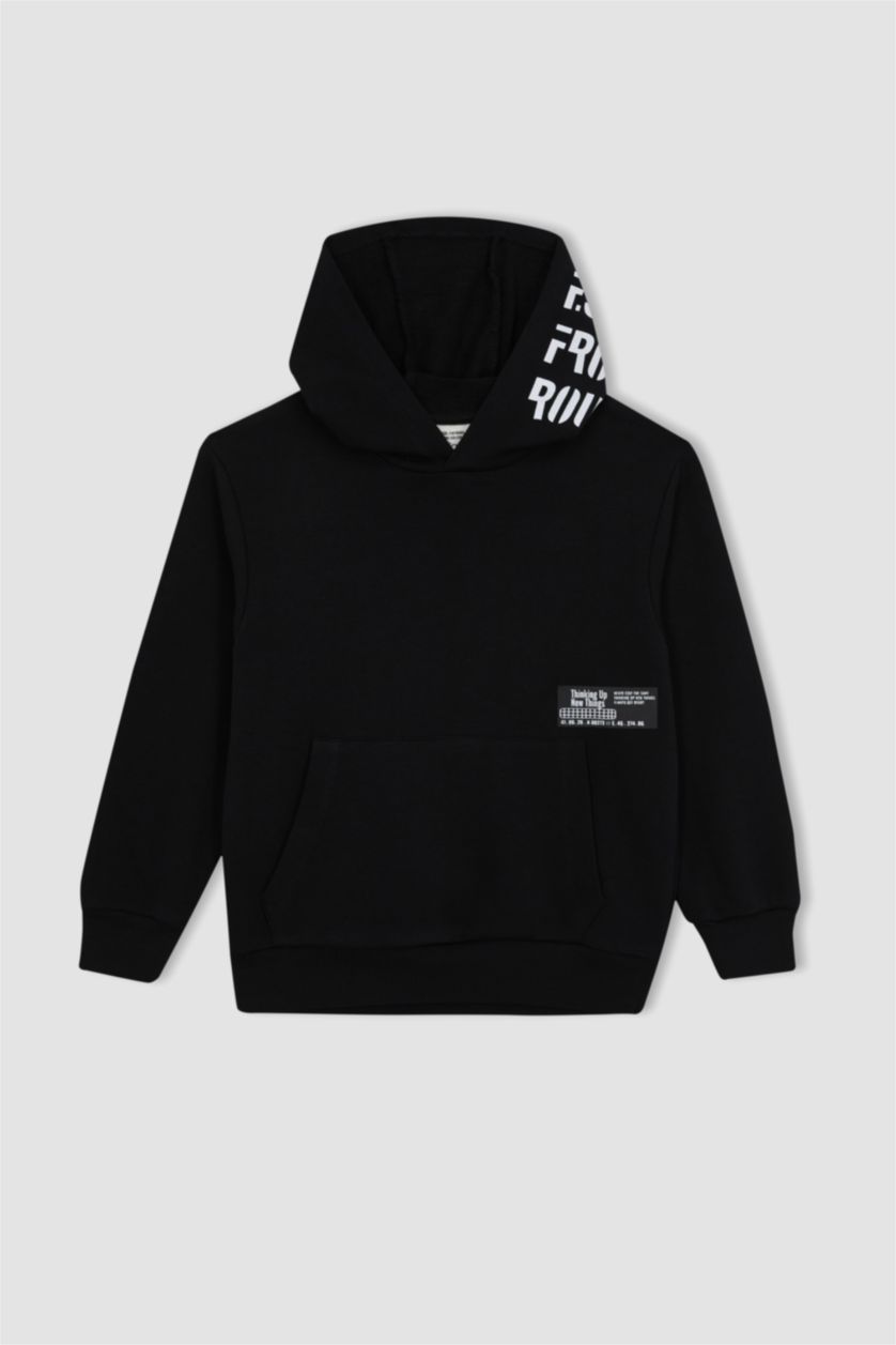 BOYS & TEENS Black Boy Oversize Hooded Sweatshirt