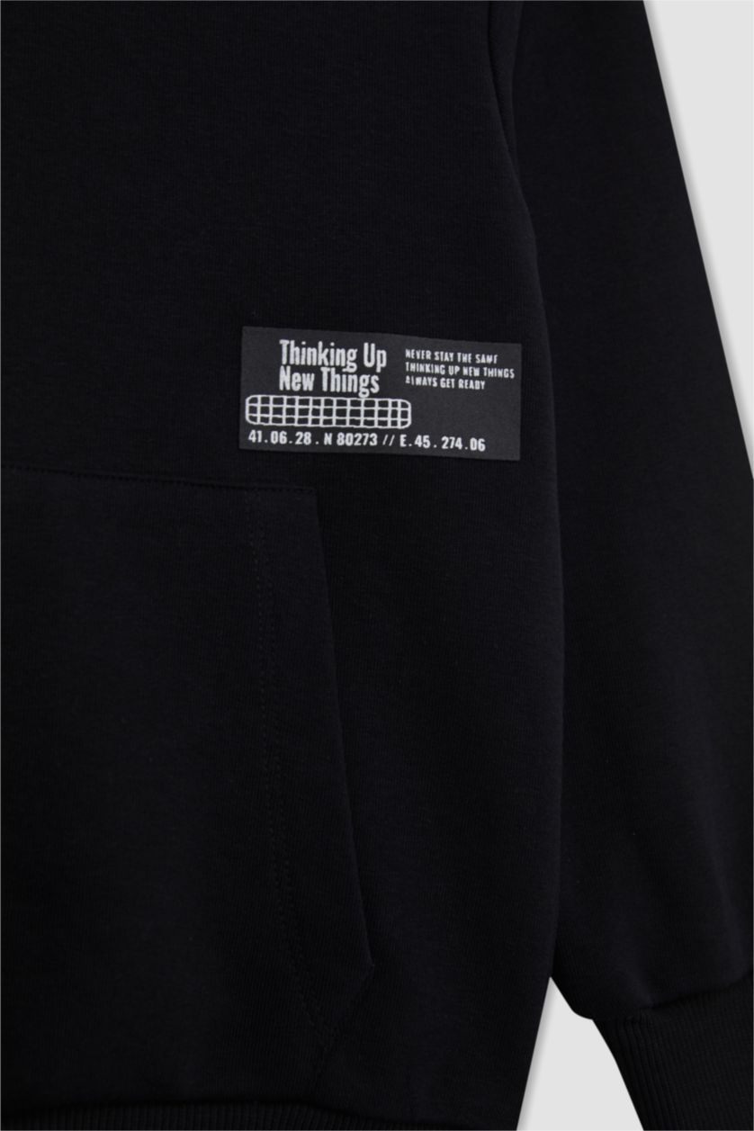 BOYS & TEENS Black Boy Oversize Hooded Sweatshirt