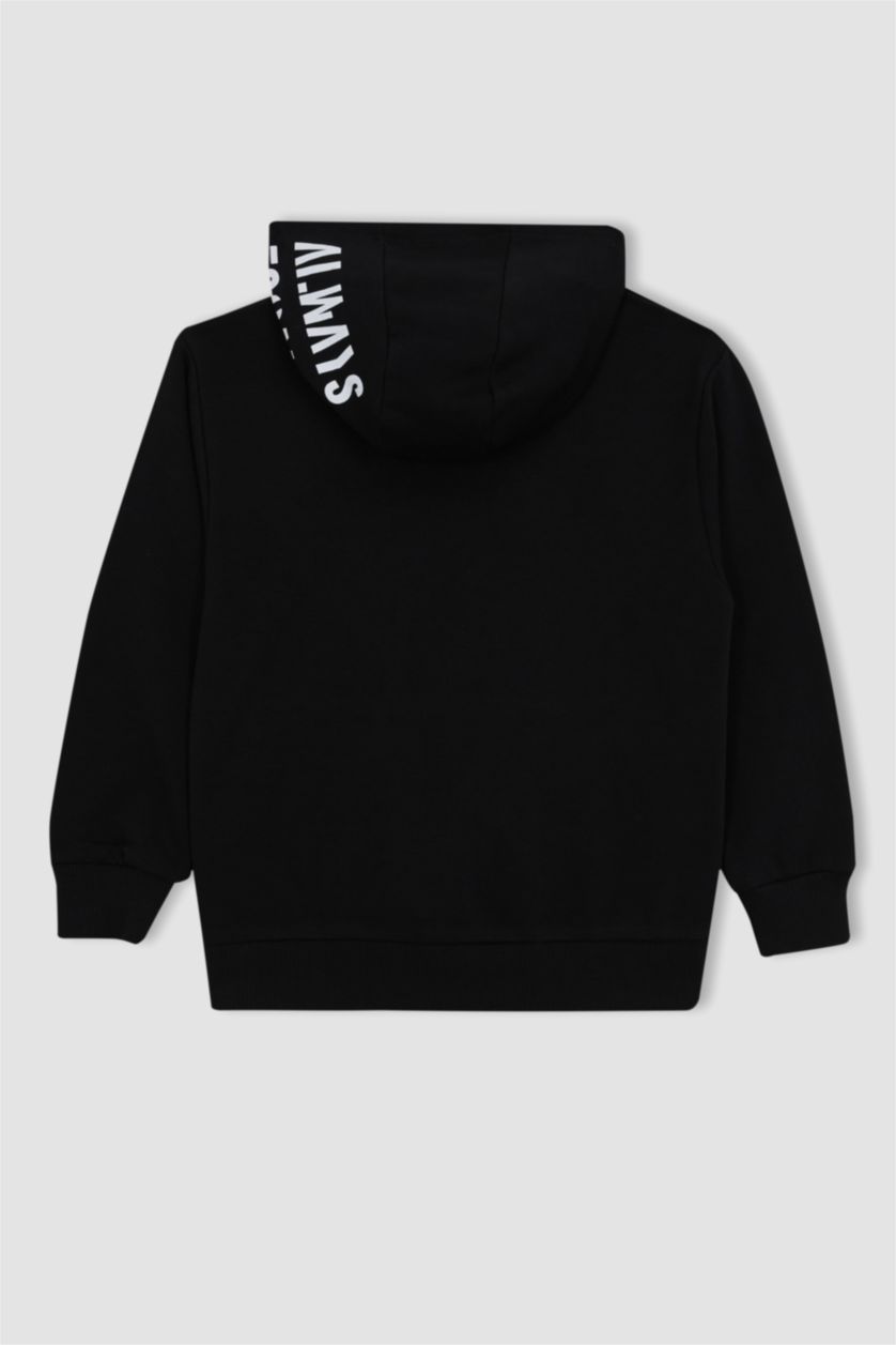 BOYS & TEENS Black Boy Oversize Hooded Sweatshirt