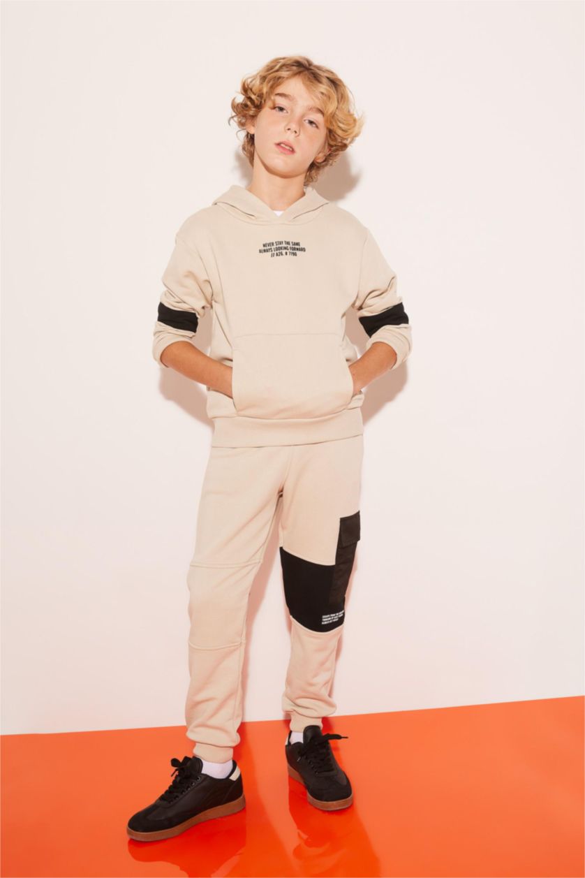 Boys & Teens Ecru Boy Oversize Fit Hooded Sweatshirt