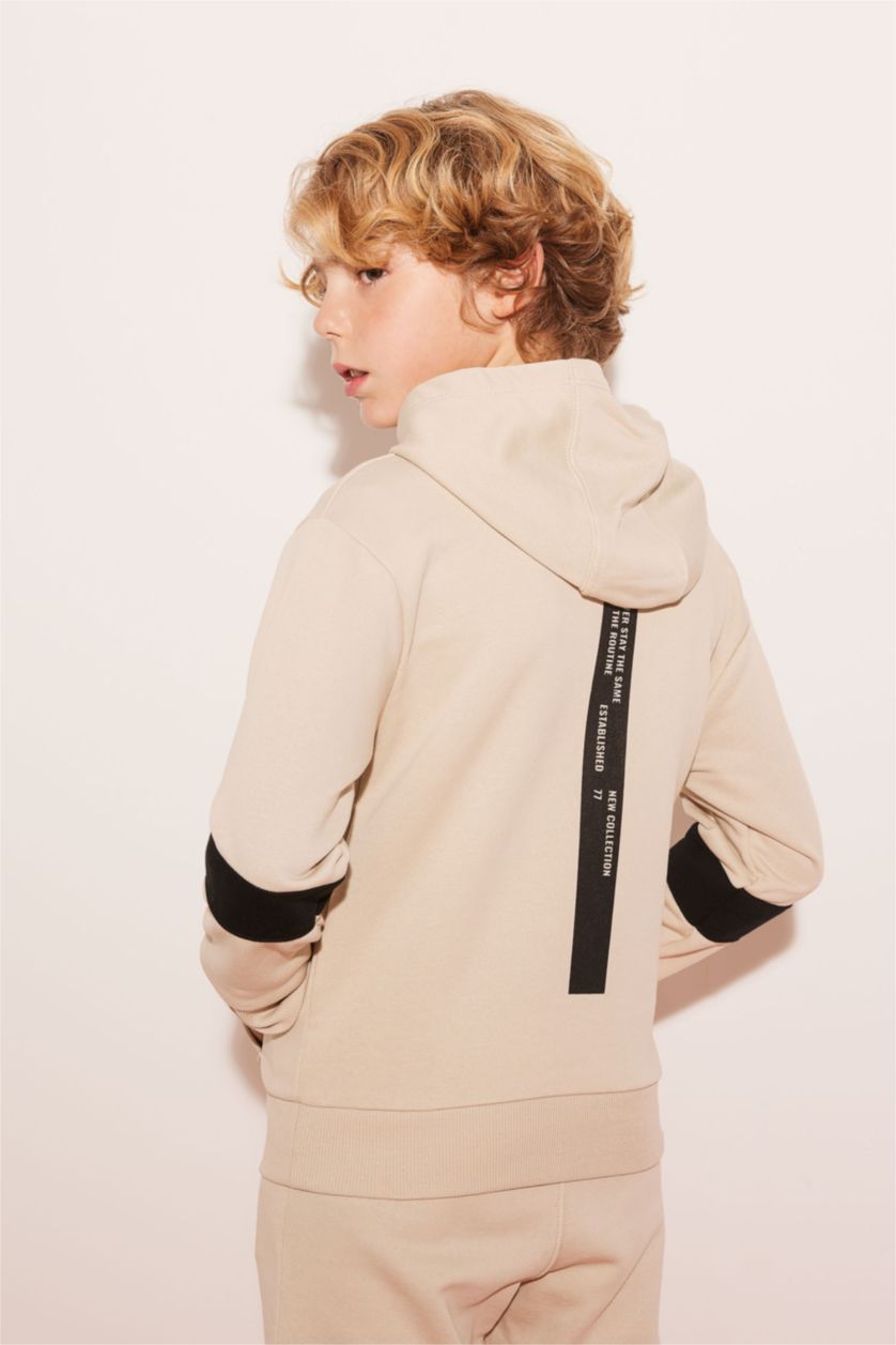 Boys & Teens Ecru Boy Oversize Fit Hooded Sweatshirt