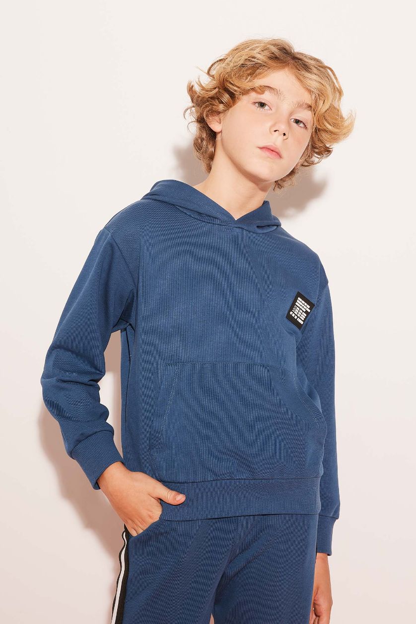 BOYS & TEENS Indigo Boy Oversize Hooded Sweatshirt