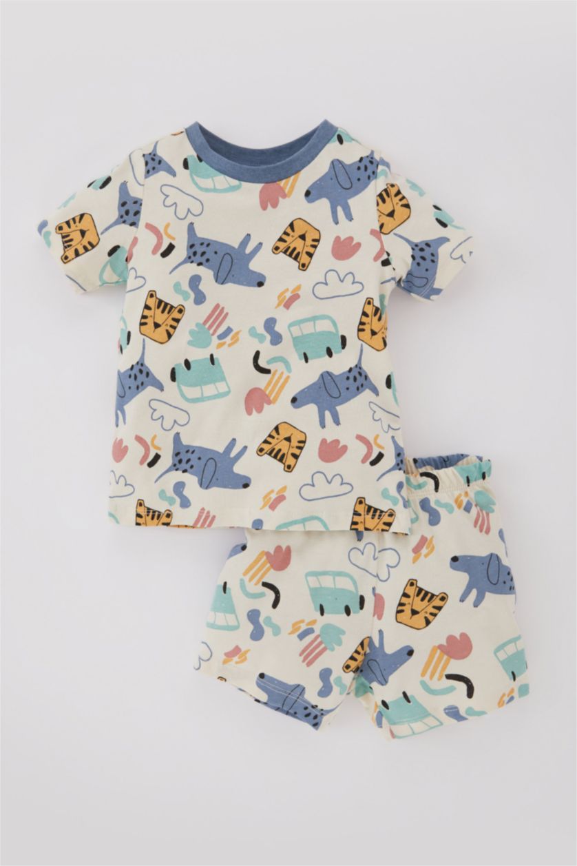 Baby Boy Light Stone 2 piece Regular Fit Knitted Pyjamas