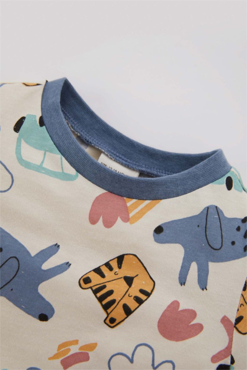 Baby Boy Light Stone 2 piece Regular Fit Knitted Pyjamas