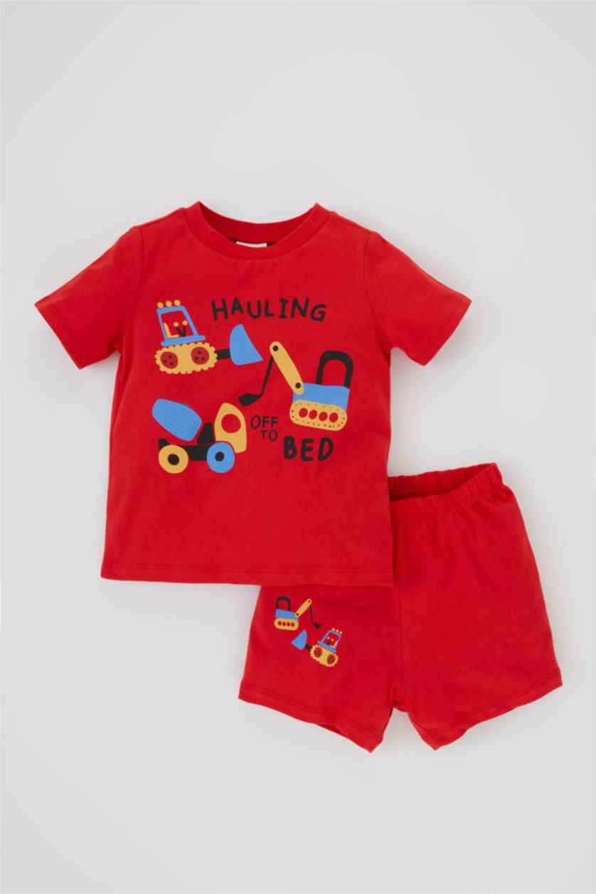 BABY BOY Red 2 piece Regular Fit Knitted Pyjamas