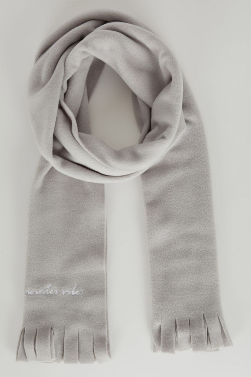 WOMAN Light Grey طقم سكارف صوفي