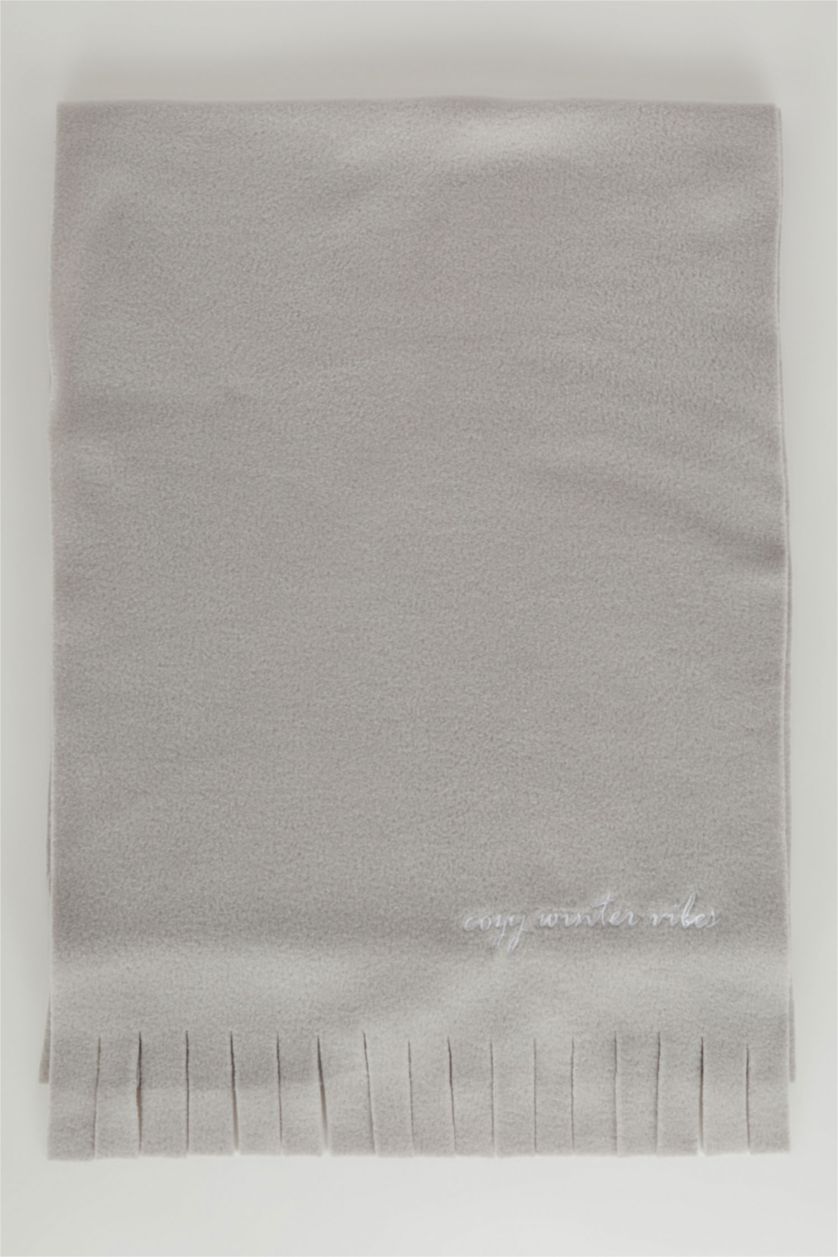 WOMAN Light Grey طقم سكارف صوفي