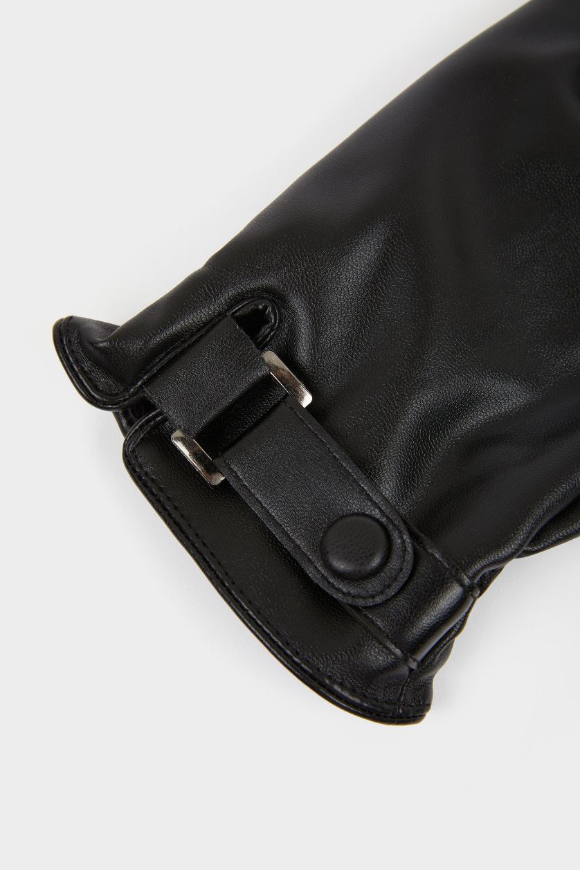 رجال أسود قفازات جلد صناعي