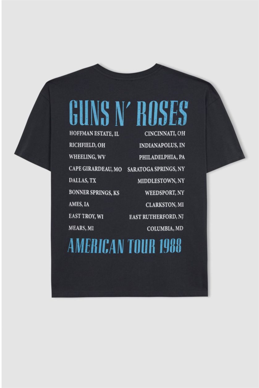 WOMAN Anthracite Guns N' Roses Licensed Oversize Fit Crew Neck Printed Short Sleeve T-Shirt
