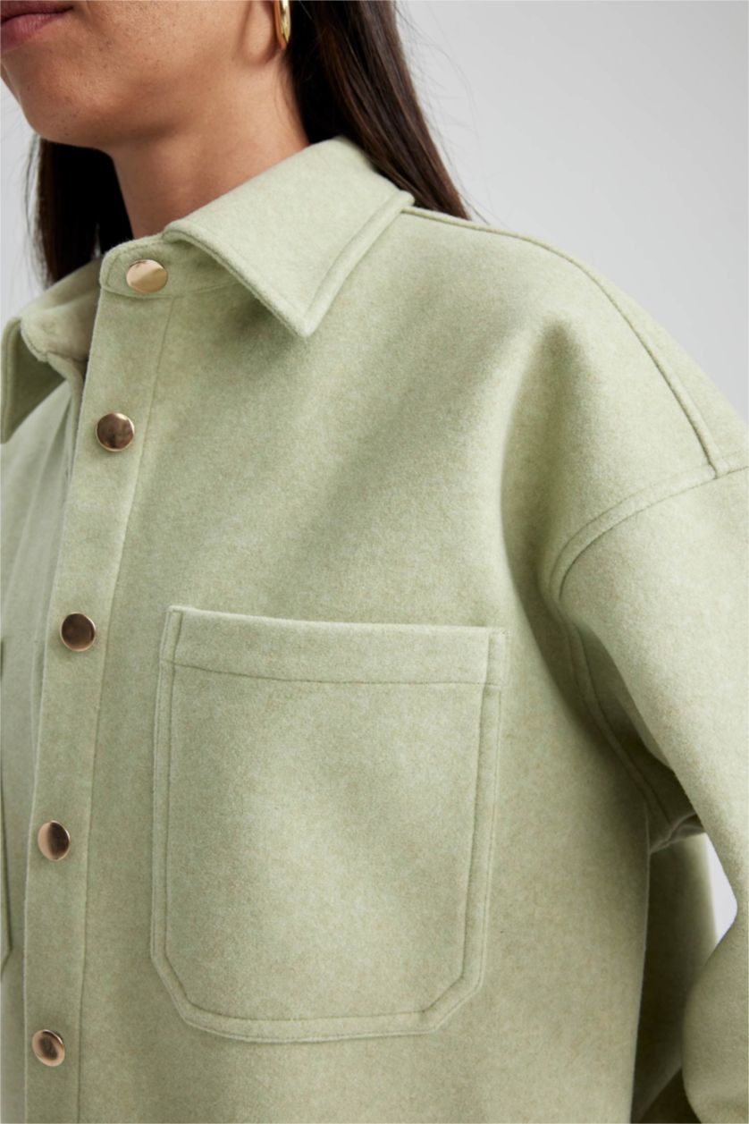 نساء أخضر Flanel Long Sleeve Shirt