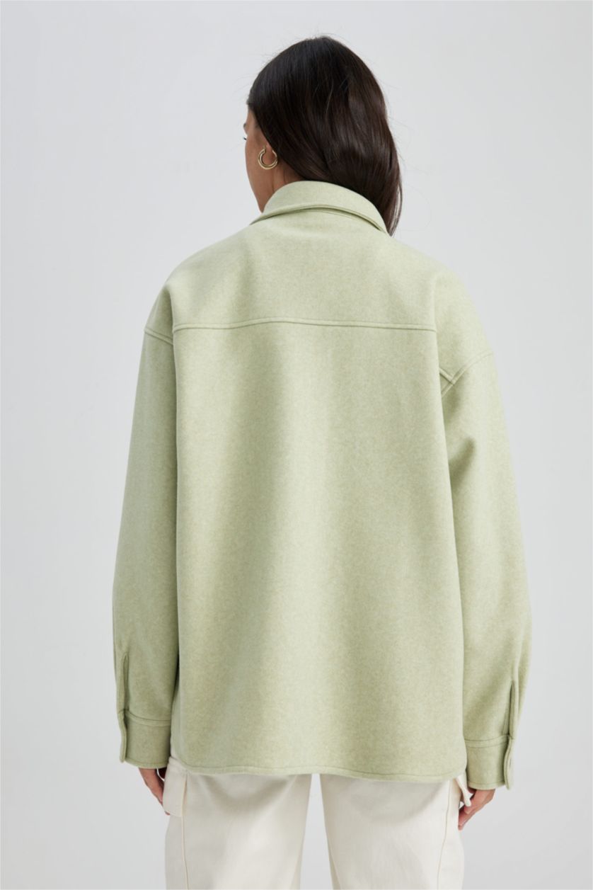 نساء أخضر Flanel Long Sleeve Shirt