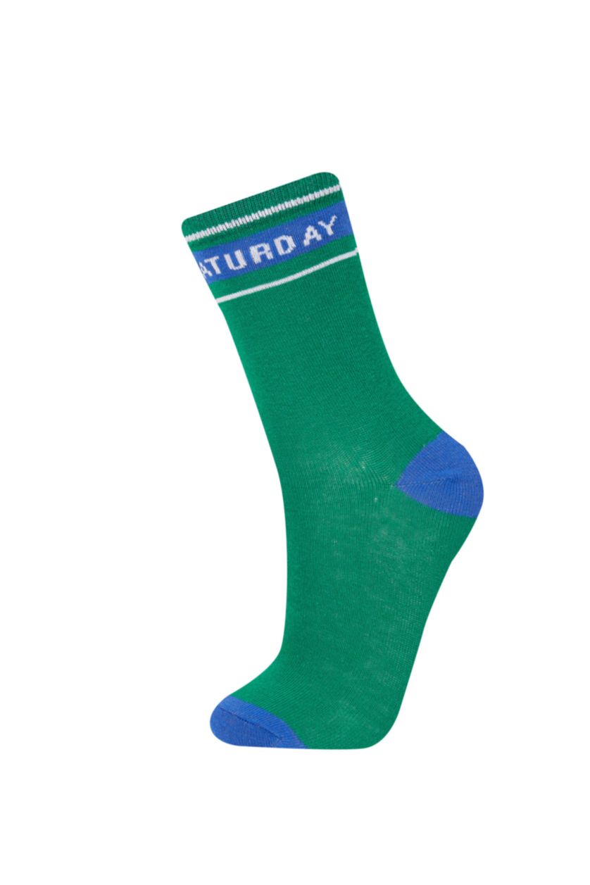 Erkek Çocuk - Genç Erkek Karma Slogan Baskılı 7'li Pamuklu Uzun Çorap Erkek Çocuk