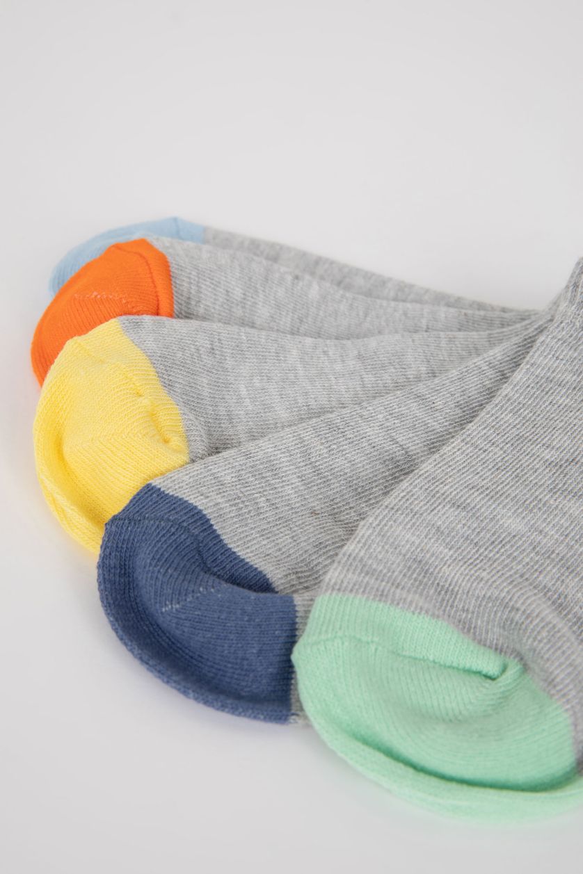 Erkek Çocuk - Genç Erkek Gri Erkek Çocuk 5'li Pamuklu Patik Çorap