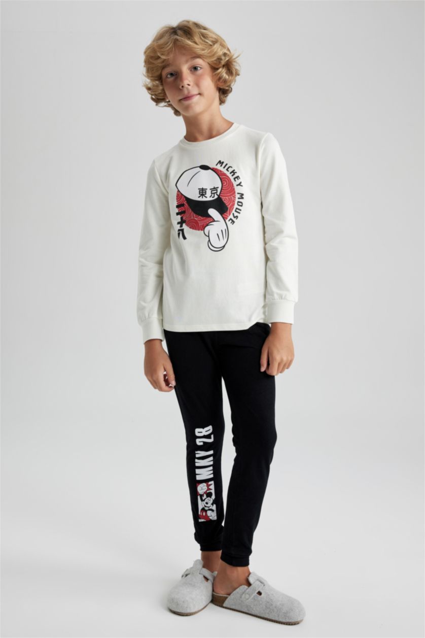 GARÇONS Écru Pyjamas Coupe Régulière Imprimé Mickey & Minnie - 2 Pièces