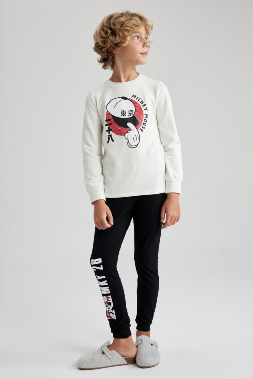 GARÇONS Écru Pyjamas Coupe Régulière Imprimé Mickey & Minnie - 2 Pièces