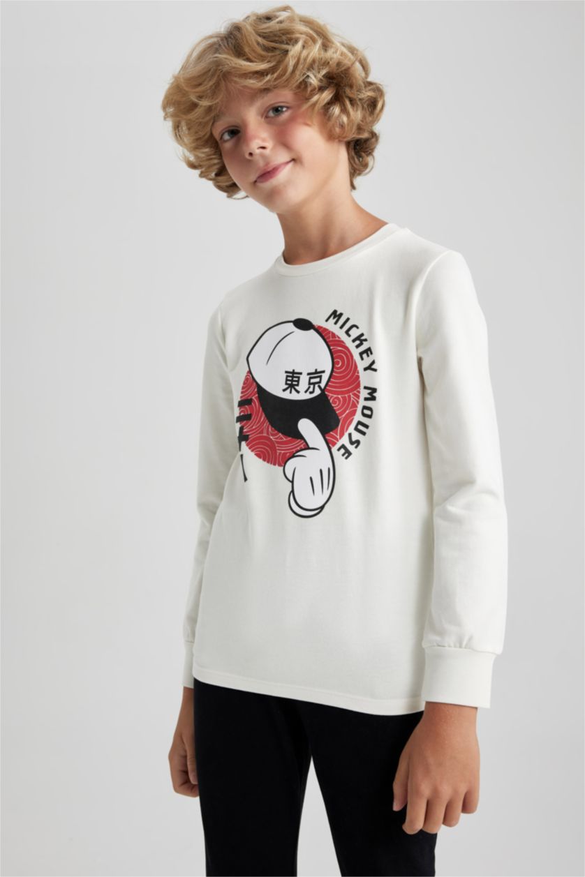 GARÇONS Écru Pyjamas Coupe Régulière Imprimé Mickey & Minnie - 2 Pièces