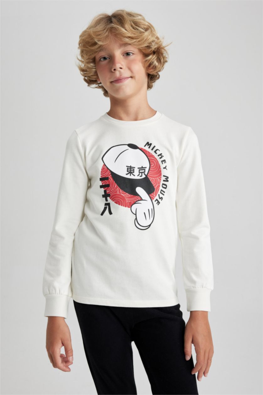 GARÇONS Écru Pyjamas Coupe Régulière Imprimé Mickey & Minnie - 2 Pièces