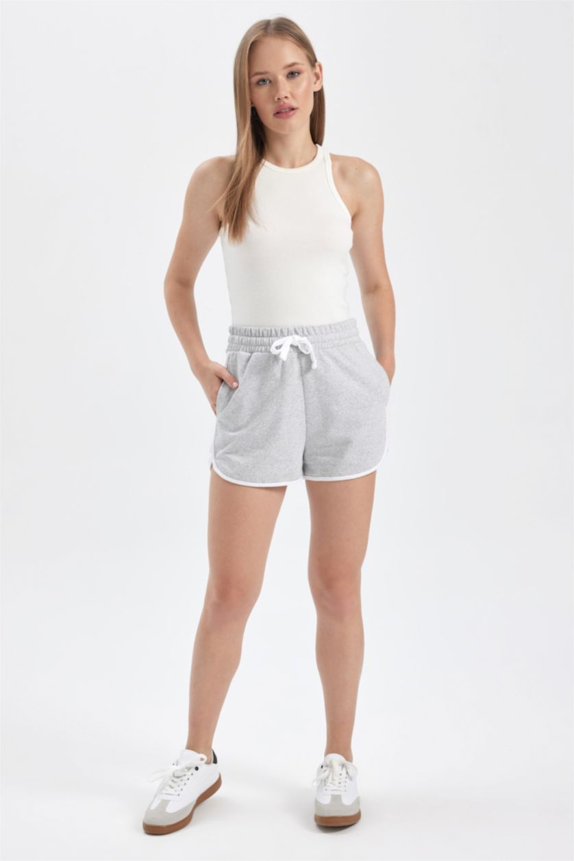 Kadın Gri Melanj Regular Fıt Şort