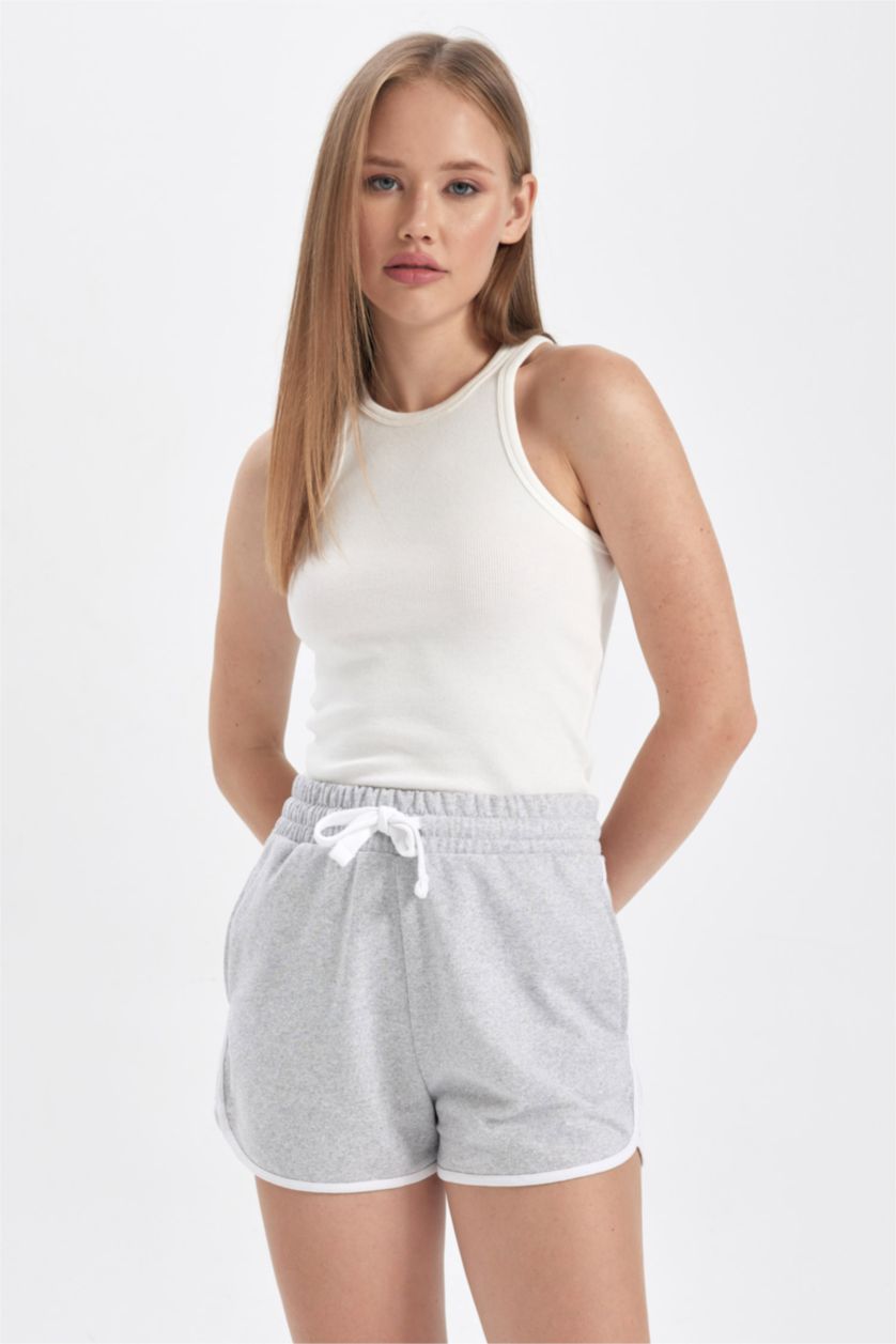 Kadın Gri Melanj Regular Fıt Şort