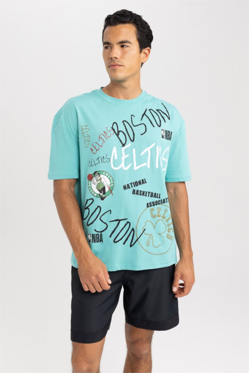 MAN Light Green Boston Celtics Licensed Crew Neck T-Shirt