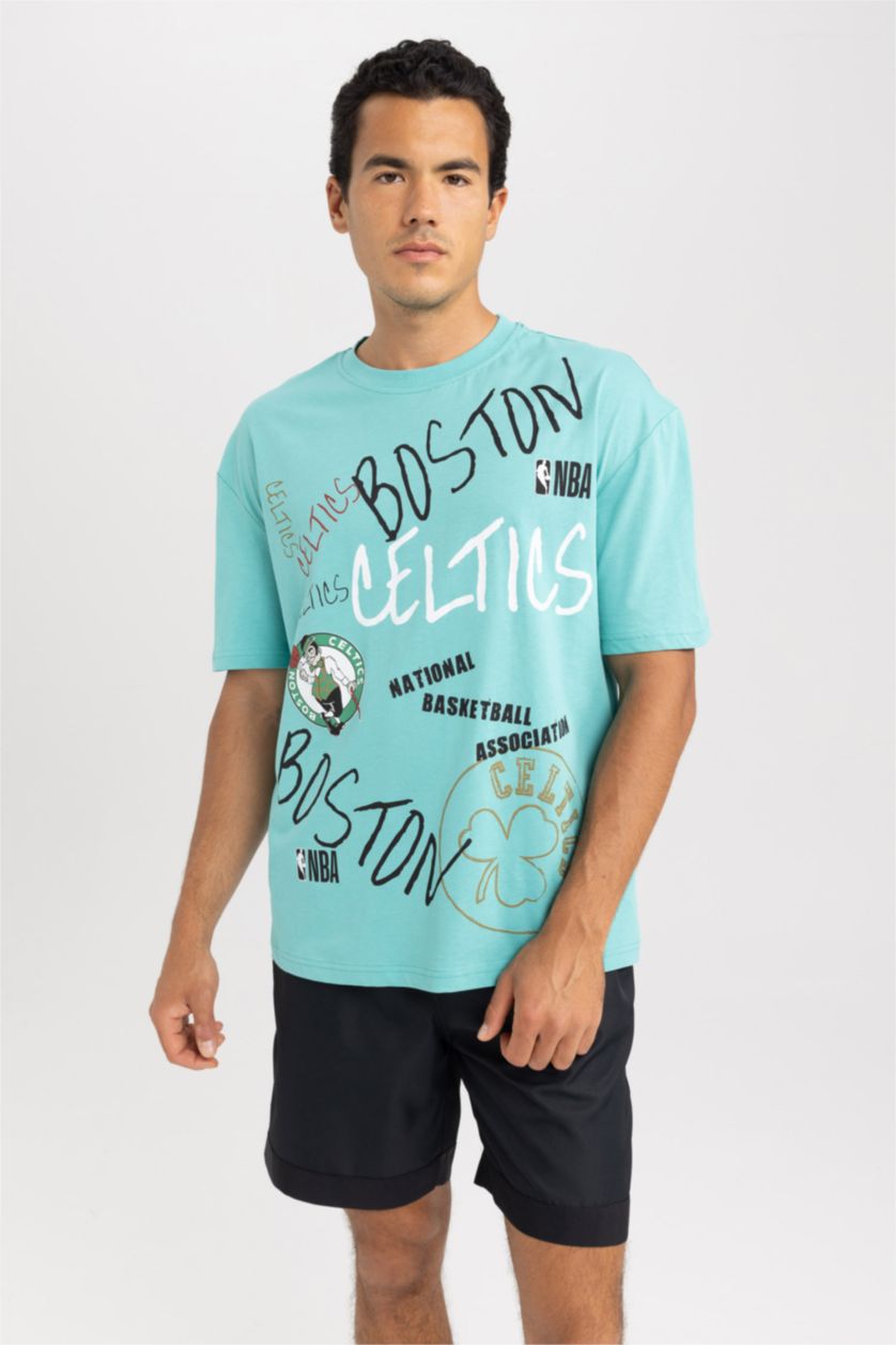 MAN Light Green Boston Celtics Licensed Crew Neck T-Shirt