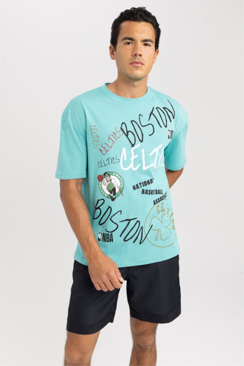 MAN Light Green Boston Celtics Licensed Crew Neck T-Shirt