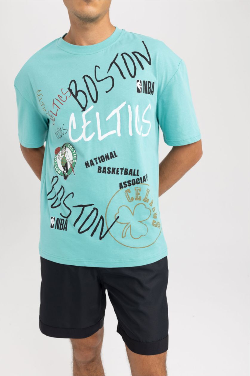 MAN Light Green Boston Celtics Licensed Crew Neck T-Shirt